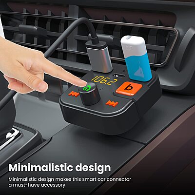 Portronics Auto 20 | Bluetooth Car Audio & 30W Charger - Enjoy seamless music streaming and fast charging on the go. Compact design, powerful sound, and quick charge for your devices!