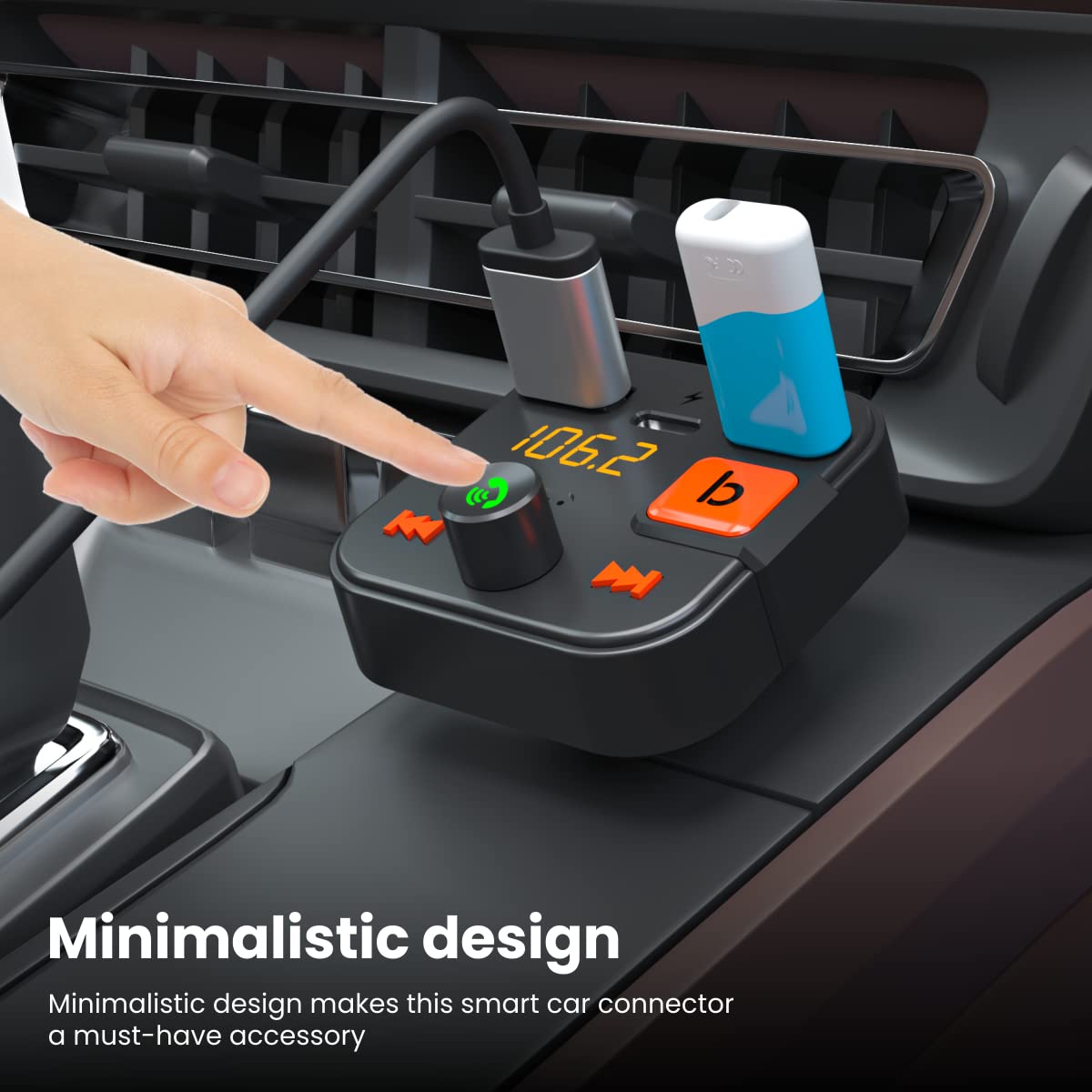 Portronics Auto 20 | Bluetooth Car Audio & 30W Charger - Enjoy seamless music streaming and fast charging on the go. Compact design, powerful sound, and quick charge for your devices!