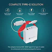 Portronics Adapto 100 100W GaN Triple Port Fast Charger | Dual Type-C PD + USB-A White