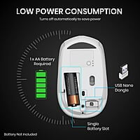 Portronics Toad 23 Wireless Optical Mouse with 2.4GHz, USB Nano Dongle, Optical Orientation, Click Wheel, Adjustable DPI