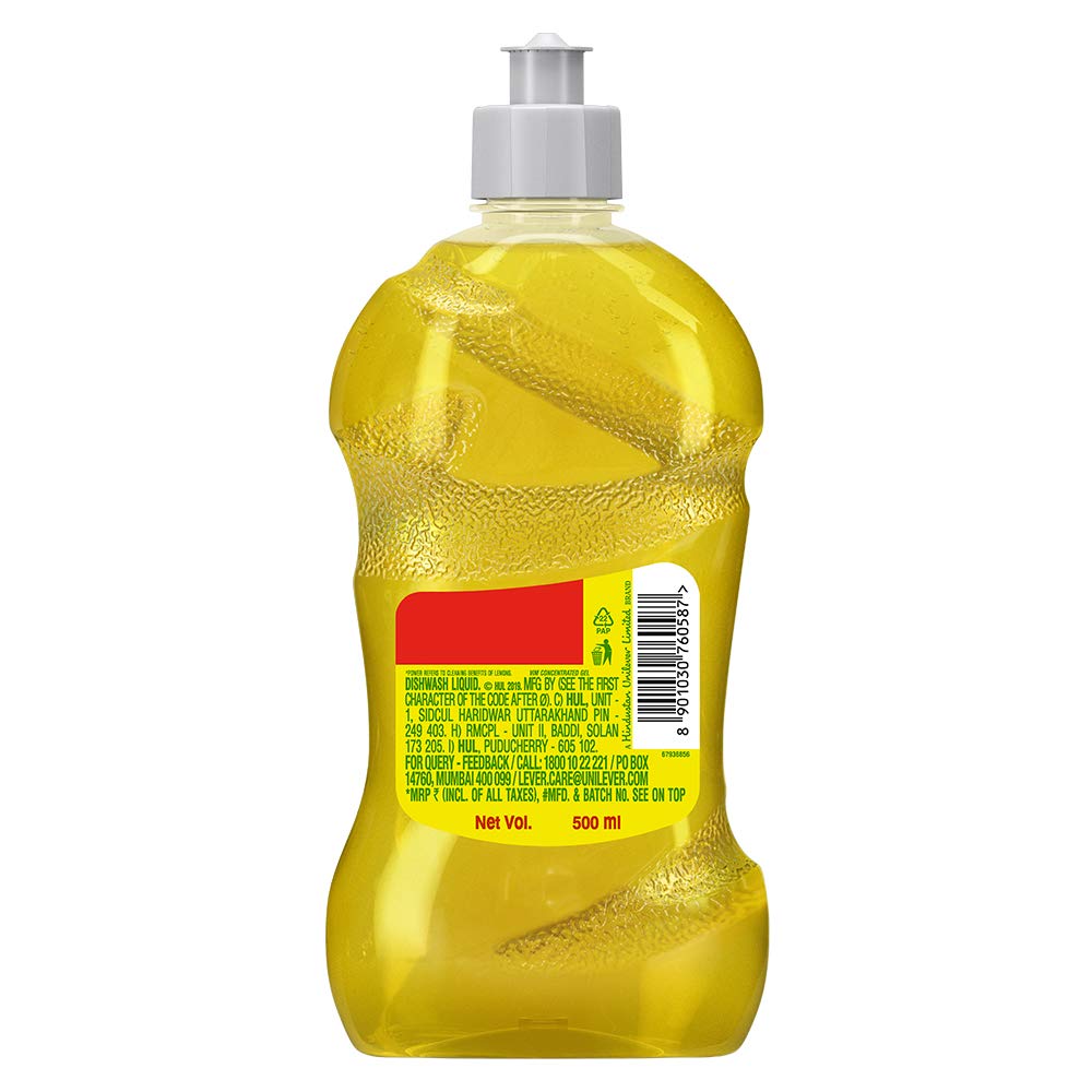 Vim Dishwash Liquid Gel Lemon, 500 ml Bottle