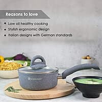 Wonderchef Granite Non-Stick Sauce Pan  Induction Bottom 3.5mm 18cm Non Stick Sauce Pan 1.8 litres