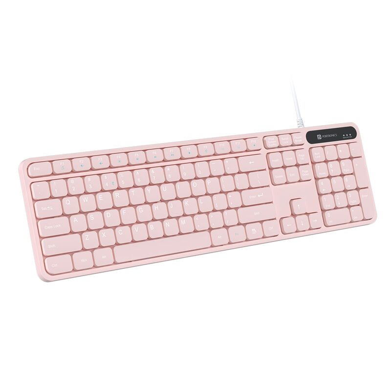 Portronics Ki-Pad 3 Pink USB Keyboard – Full Size, stylish and functional, perfect for home or office use. Features comfortable keys, sleek design, and reliable USB connectivity for seamless typing.