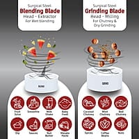 Wonderchef Nutri-blend Mixer, Grinder & Blender 400W 22000 RPM 2 unbreakable jars  White