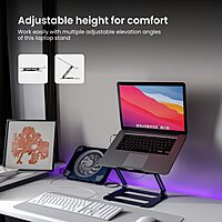 Portronics My Buddy K10 Laptop Stand – Metal Build | Foldable & Extendable | Cooling Fan | Grey