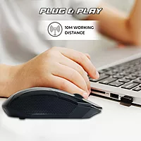 Lapcare Speedy LWM‑666 wireless mouse: 2.4 GHz connection, up to 2400 DPI, 3M click life, 10 m range, AA battery & 1‑year warranty.