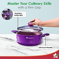 Wonderchef Royal Velvet 24cm Casserole with Glass Lid Virgin Aluminium 3 mm thick 4.5 litres