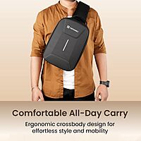Portronics Byte Mini Cross Body Sling Bag – Hard Shell Design | Black | 1 Year Warranty