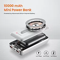 Portronics Wirecell – 10000mAh, 15W Mag Wireless Power Bank - White. Sleek design, fast charging, portable, and compatible with various devices. Perfect for on-the-go charging needs.