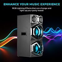 lapcare Experience thunderous 120 W stereo sound with Lapcare BEAST LTS‑300: Bluetooth 5.0, AUX/USB/FM, RGB lights, wireless mic & remote—built for parties!