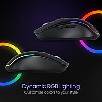 Portronics Toad One Black – Dual Mode RGB Mouse features wireless and wired connectivity, customizable RGB lighting, ergonomic design, and high precision for gamers and professionals alike.