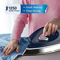 Crompton Greaves Rhino Plus 1250 Watt Blue Heavy weight Dry Iron with Golden American Heritage Coating