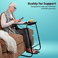 Portronics Buddy F is a versatile movable laptop table in sleek black. Perfect for working from home, it offers adjustable height and angle, ensuring comfort and convenience for all your tasks.