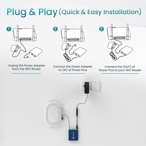 Portronics Power Plus Advanced Mini Router UPS for 12V DC WiFi Router Broadband Modem, 4 Hours Playback, Router UPS Power Backup During Power Cuts, Surge & Discharge Protection, Portable UPS(Blue) Portronics Power Plus Advanced Mini Router UPS for 12V DC WiFi Router Broadband Modem, 4 Hours Playback, Router UPS Power Backup During Power Cuts, Surge & Discharge Protection, Portable UPS(Blue)