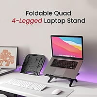 Portronics My Buddy Hexa 33 Laptop Stand with Phone Holder, Four Legs, Foldable Design, Improved Airflow