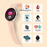 Zebronics Zeb-Fit2220CH Smart Fitness Band, 2.5D Curved Glass Full Touch Display, SpO2, BP & Heart Rate Monitor, IP68 Water Resistant, 8 Sports Mode