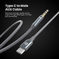 Portronics iKonnect C Plus USB-C to 3.5mm AUX Cable 1m – Braided Audio Cable