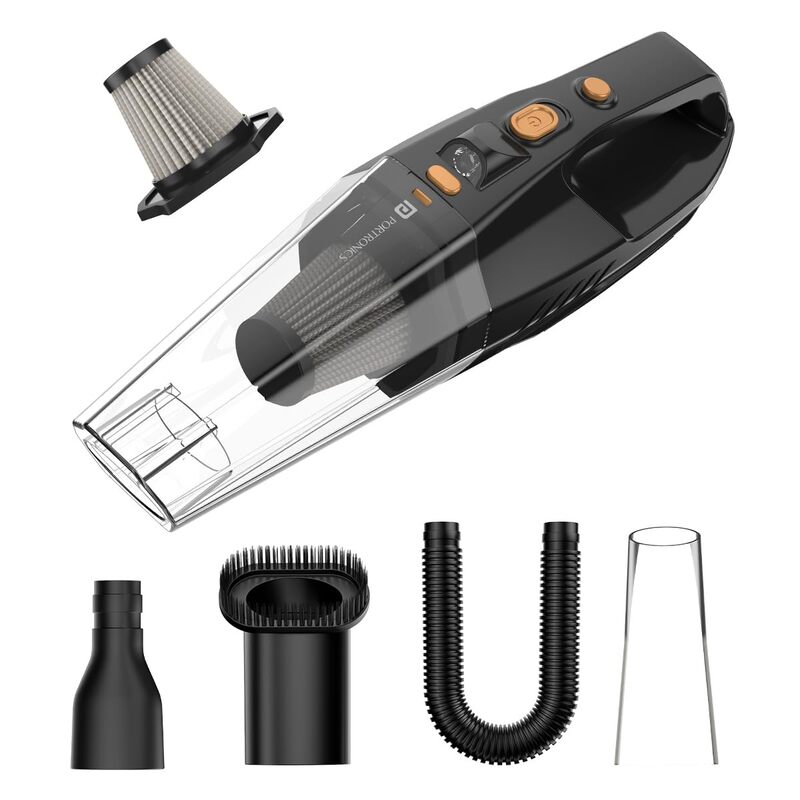 Portronics Mopcop Cordless Vacuum Cleaner – Black: Lightweight, powerful, cordless vacuum ideal for quick clean-ups with strong suction and sleek design.