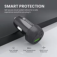 Portronics 20W Car Charger offers Type-C PD and USB ports for rapid charging. Compact, durable, and universally compatible for convenience.
