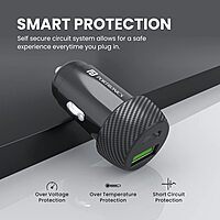 Portronics 36W Car Charger – 8-Pin, PD & USB Output (Black) offers fast charging for your devices on the go. Compact design, durable build, and dual output for efficient power delivery.
