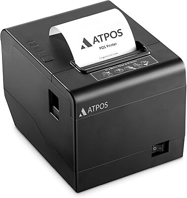 ATPOS AT-490B 4 Inch High-Speed Thermal Receipt / Label Printer with Auto Cutter, USB+LAN+Bluetooth Interface