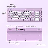 Portronics Bubble Square Purple | Bluetooth + USB, Connect 3 Devices, Custom Hotkeys, Compact Design, Ideal for Home/Office, Ergonomic Keys, Long Battery Life, Stylish and Functional.