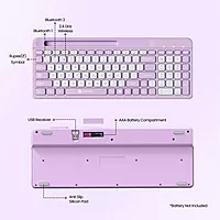 Portronics Bubble Square Bluetooth + Wireless Keyboard – Multimedia Keys |  Purple | 1 Year Warranty