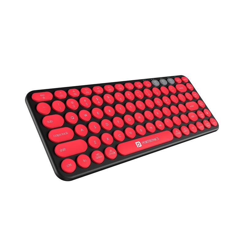 Portronics Bubble 2.0 Bluetooth + Wireless Keyboard – Black & Red | 1 Year Warranty