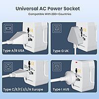 Portronics Juicemate Go Universal Travel Adapter – 6A AC Output | White