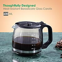 Wonderchef Onyx Brew Coffee Maker, Borosilicate Glass Carafe, Anti-Drip System, Fitered Water Drip Coffee Tank
