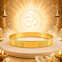 Om Engraved Gold Plated Kada Bracelet for Men & Women | Spiritual Designer Bangle