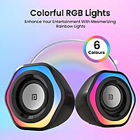 Portronics In Tune 4 Wired Speaker – 6W USB Powered | RGB Lights | 3.5mm AUX | Black