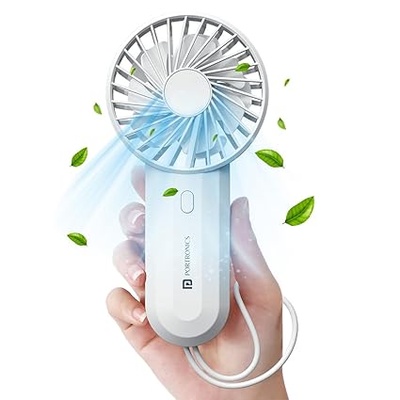 Portronics DualBreeze Handheld Mini Portable Fan With Dual Fan Technology, Upto 4 Hours Playtime, 3 Speed, Low Noise, Rechargeable Fan Ideal for Indoor,Outdoor,Home,Office,Kitchen,Makeup & Travel Use Portronics DualBreeze Handheld Mini Portable Fan With Dual Fan Technology, Upto 4 Hours Playtime, 3 Speed, Low Noise, Rechargeable Fan Ideal for Indoor,Outdoor,Home,Office,Kitchen,Makeup & Travel Use