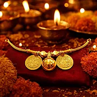 Traditional Gold Plated Lakshmi Mangalsutra Dollar Pendant | Thirumangalyam Pendant with Lakshmi Coins for Women