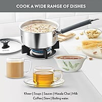 Borosil Cookfresh Tri-ply Stainless Steel Sauce Pan with Lid, Induction Friendly Tea Pan, 1.5 L, 16 cm Dia