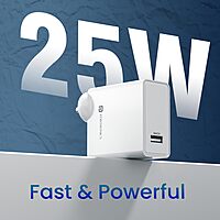 Portronics Adapto 25A 25W USB-A Fast Charging Wall Charger SuperVOOC VOOC WARP Support