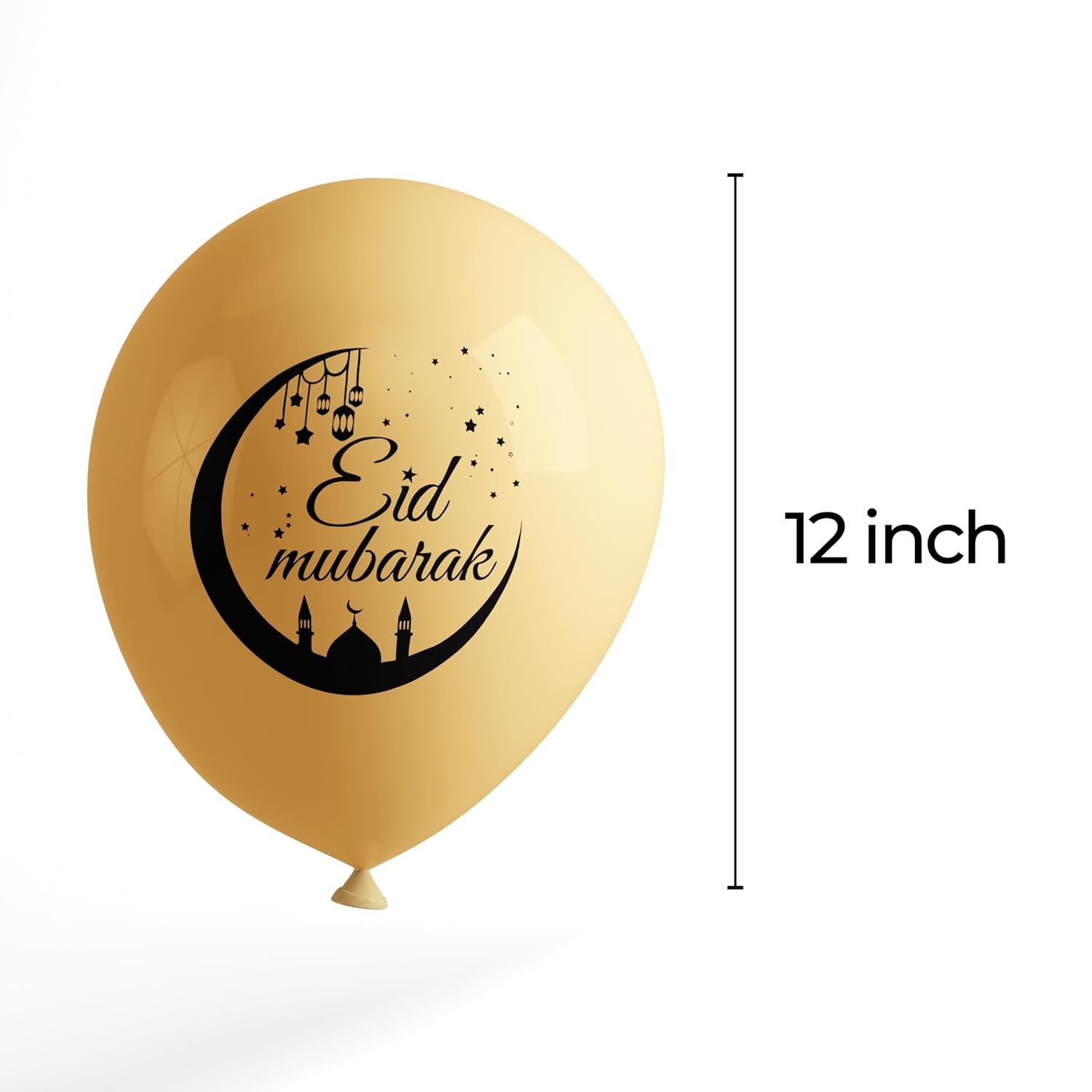 Pack of 15pcs Eid Mubarak Balloons for Ramadan Decorations – Black, Gold & Blue Latex Balloons for Eid Party & Home Decor