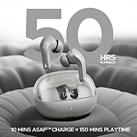 boAt Airdopes 311 Pro w/Up to 50 HRS Playtime, ASAP Charge(10min=150 Mins), Dual Mics w/ENx Tech, Transparent ID, 50 ms Low-Latency Beast Mode, IPX4 Truly Wireless in Ear Earbuds