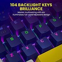 Portronics K2 Mechanical Gaming Keyboard – 20+ RGB Multi-Color Backlight | Red Linear Switches | Anti-Ghosting Keys | Customizable LED Modes | Full-Size | 1.5m USB Cable | Blue