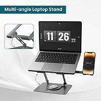 Portronics My Buddy K9 Pro Laptop Stand – Metal Build | 360° Rotatable | Black | 1 Year Warranty