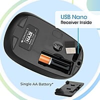 ZEBRONICS Haze Wireless Mouse for Computers, Laptops with 1200 DPI, Advanced Optical Sensor, 2.4GHz USB Nano Receiver, Plug - Play Usage, Power Saving Mode and Comfortable use on Most Surfaces