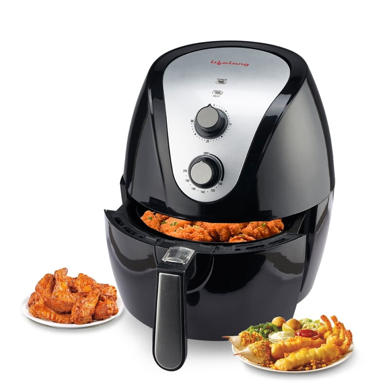 Lifelong Fryo Air Fryer 1400W with 4.5L Large Cooking Pan Capacity, Timer Selection and Fully Adjustable Temperature Control