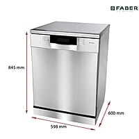 Faber 14 Place Settings Dishwasher ( FFSD 8PR 14S, Silver, Power 3D Wash for Tough Stains, Silent operation