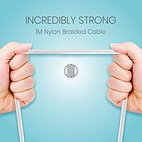 Portronics POR 1401 Konnect L USB-A to Lightning Cable – 3A | Nylon Braided | L-Shape | 1.2m White