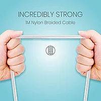 Portronics POR 1401 Konnect L USB-A to Lightning Cable – 3A | Nylon Braided | L-Shape | 1.2m White