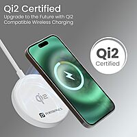 Portronics Quikk Qi2 15W Magnetic Wireless Charger for iPhone 12–16 | White