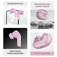 boAt Airdopes 311 Pro w/Up to 50 HRS Playtime, ASAP Charge(10min=150 Mins), Dual Mics w/ENx Tech, Transparent ID, 50 ms Low-Latency Beast Mode, IPX4 Truly Wireless in Ear Earbuds