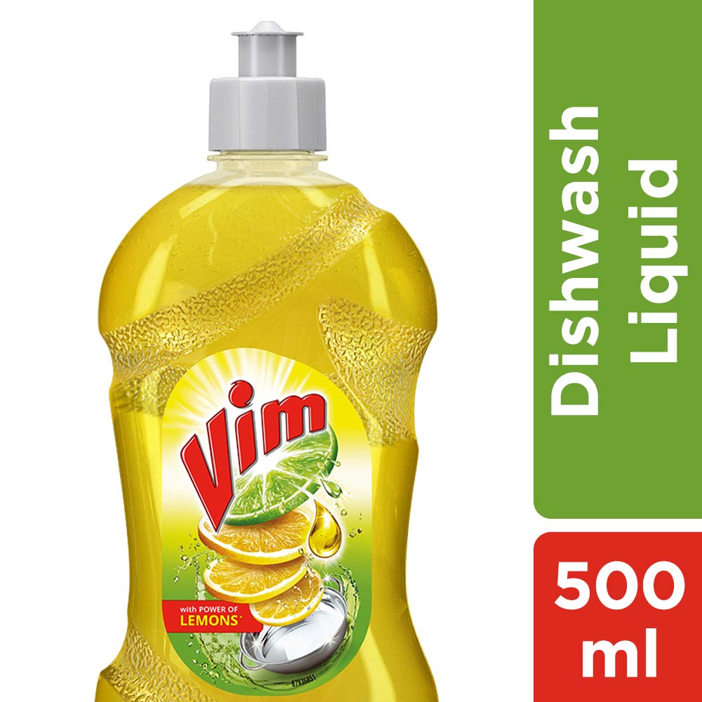 Vim Dishwash Liquid Gel Lemon, 500 ml Bottle