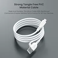 Portronics Konnect Core 3 – USB-A to Micro USB Cable, 1.5m, Durable, Fast Charging, Data Sync, Compatible with Smartphones, Tablets, White, Ideal for Home and Office Use.