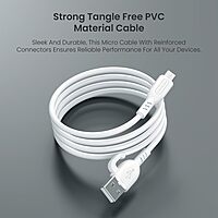 Portronics Konnect Core 3 – USB-A to Type-C Cable | 1.5m Length | Fast Charging & Data Transfer | Durable Build | Smartphone, Tablet & Laptop Compatible | White